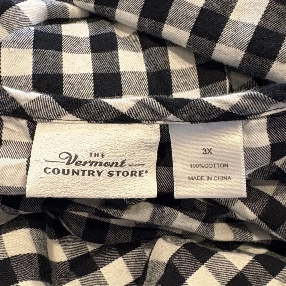 Black and White Flannel Gingham Dress Size 3X Vermont Country Store - Picture 3 of 8